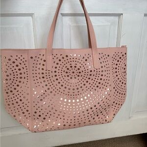 Elegant Blush Pink Perforated Tote Bag